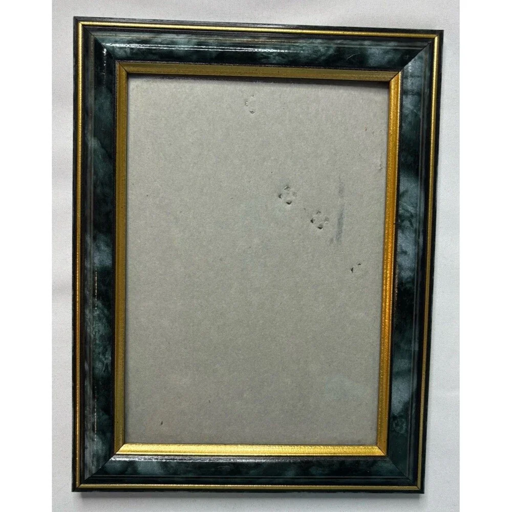 Picture Frame Dark Green Gold And Black Faux Marble Tone 5 X 7 Photo